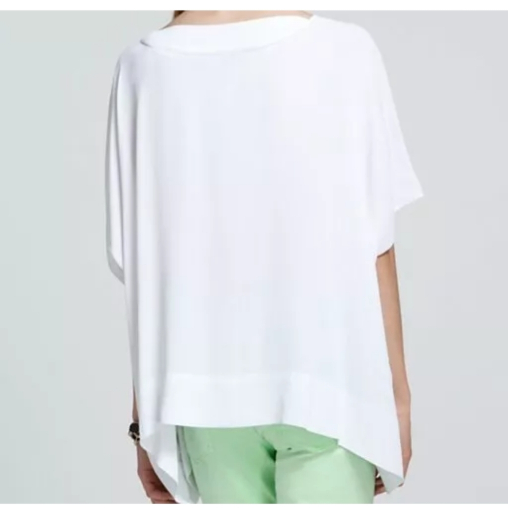 Diane von Furstenberg $198 NEW HANKY Oversized Crepe Blouse Top White Sz P/S